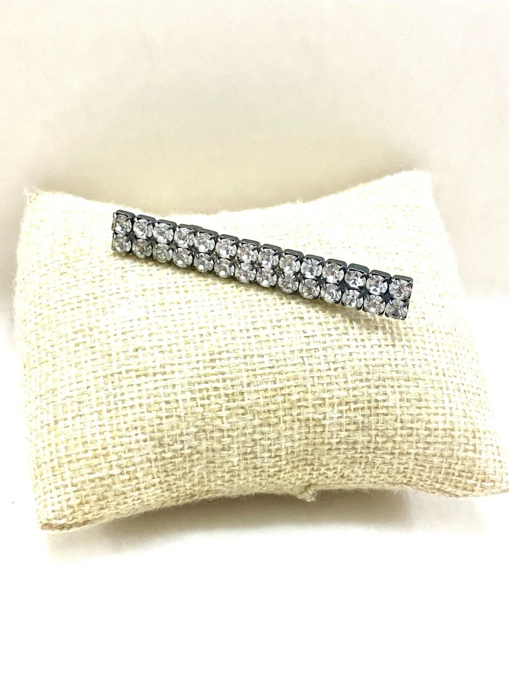 Vintage Clear Crystal Double-Row Bar Hair Clip